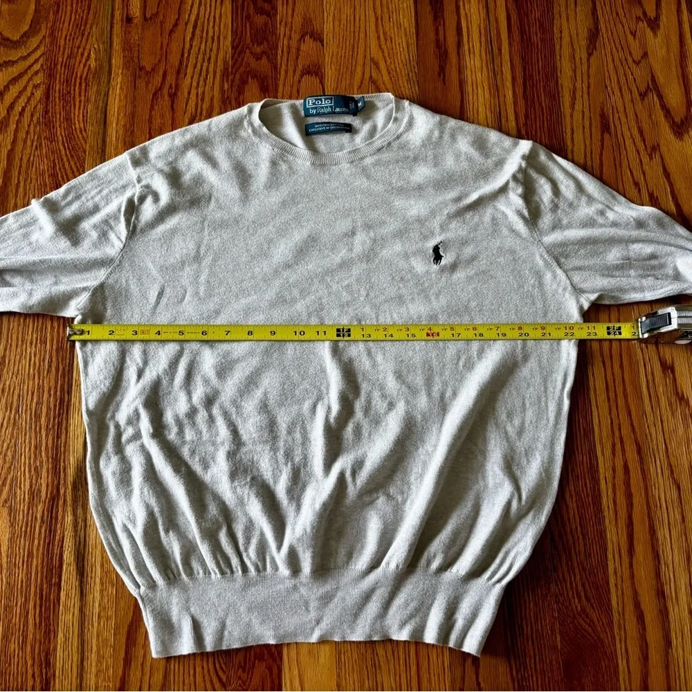 Polo by Ralph Lauren Light Gray Crewneck Sweater with Embroidered Pony - Medium